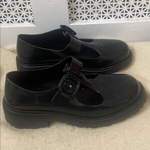 Mary Jane - Melissa Glossy Black Buckle Shoes